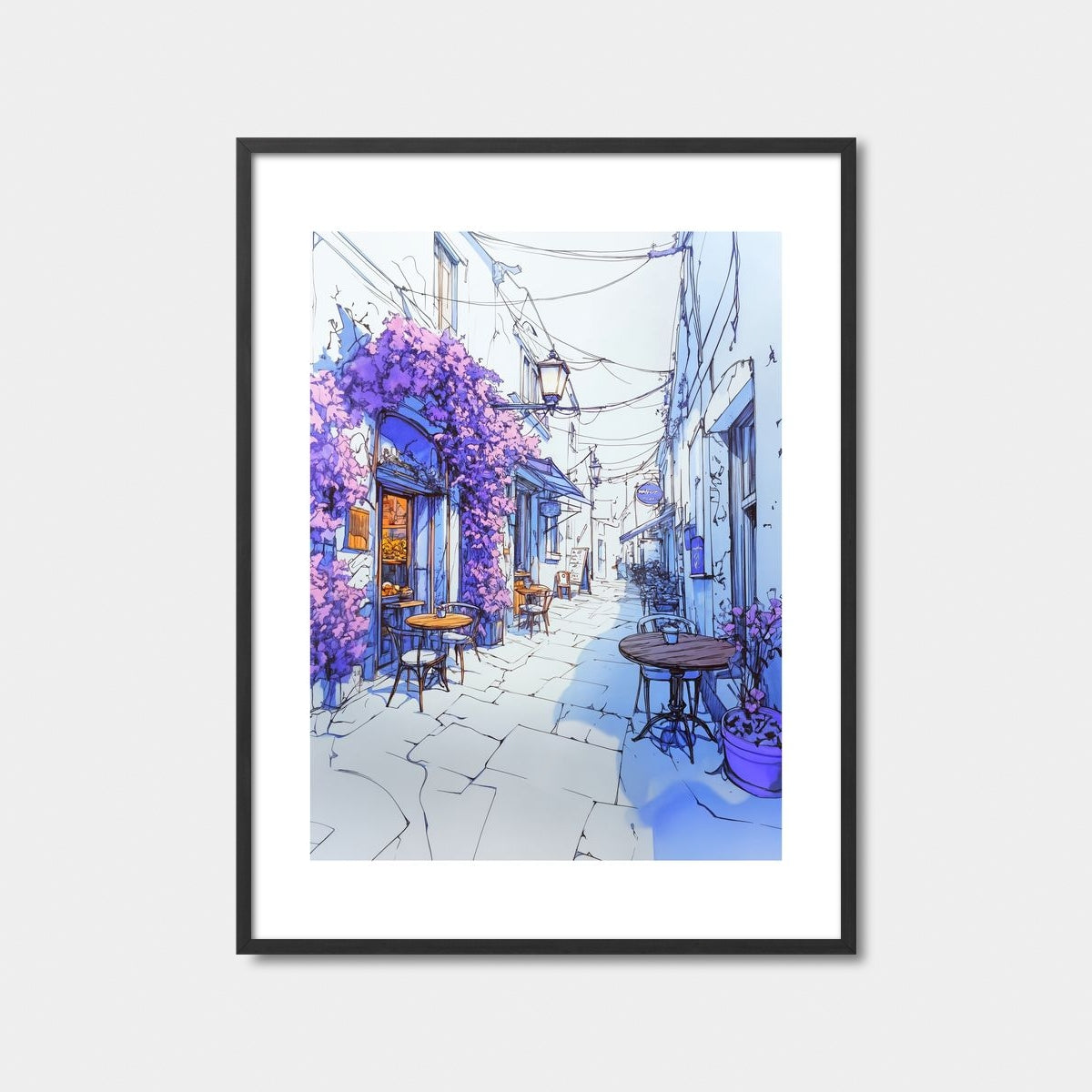 European Cafe Alley Art Print Feature Image