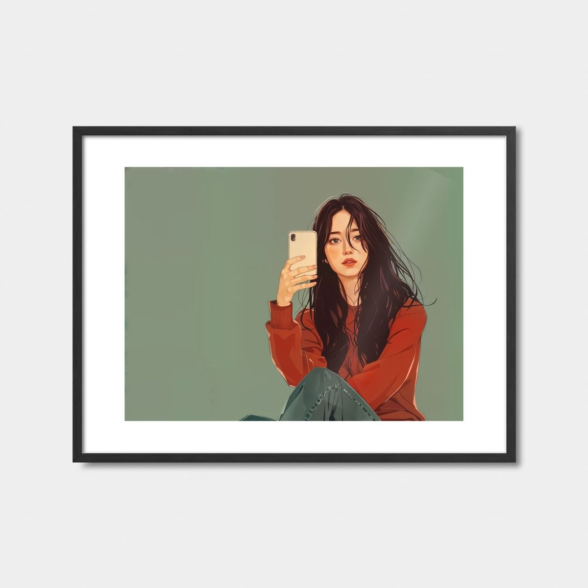 Red Sweater Girl Selfie Art Print Feature Image