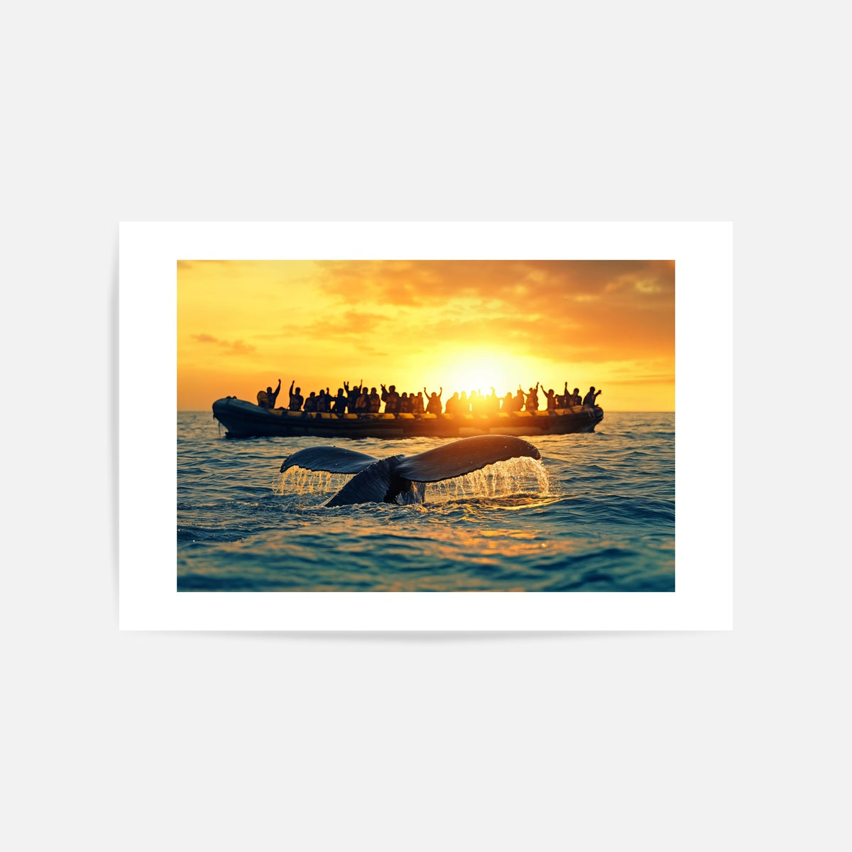Golden Hour Whale Watching Art Print Unframed