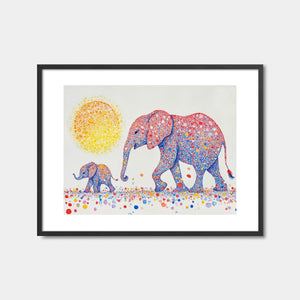 Mother And Baby Elephant Art Print Feature Image