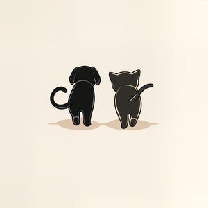 Pet Friends Walking Art Print Close-up