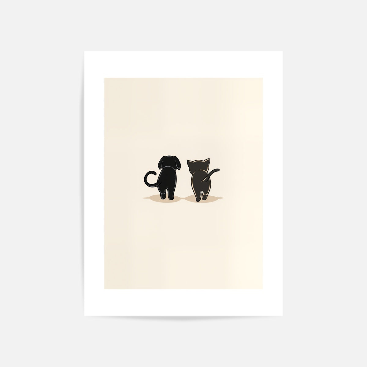 Pet Friends Walking Art Print Unframed