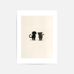 Pet Friends Walking Art Print Unframed