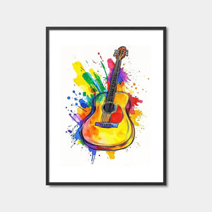 Rainbow Acoustic Guitar Art Print Feature Image