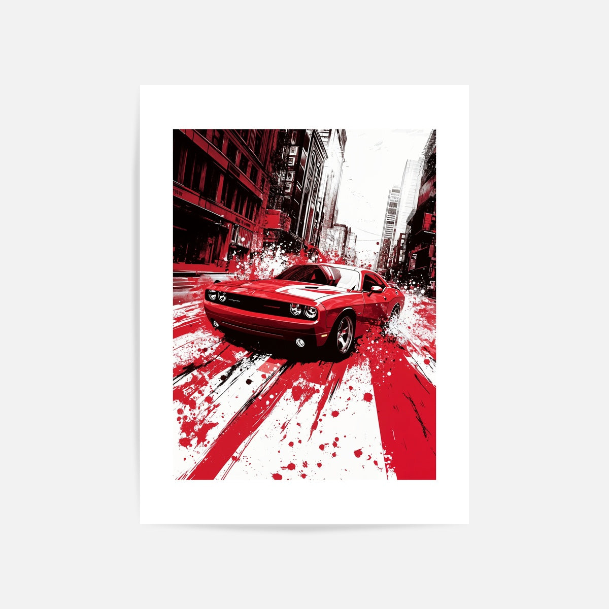 Red Challenger Cityscape Art Print Unframed